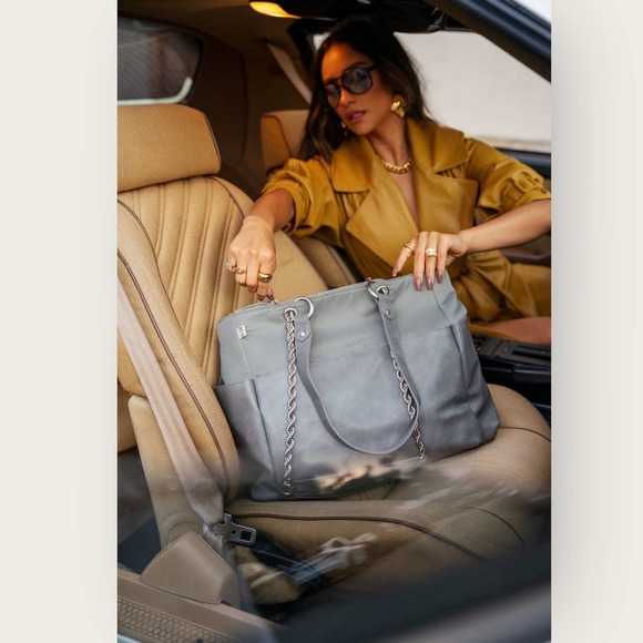 BEIS The Diaper Bag | Grey | Baby Purse Nylon Leather Trim Laptop Shoulder Strap - Picture 10 of 10